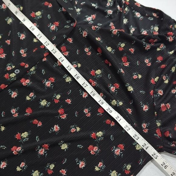 Lane Bryant Womens Top 18/20 Black Floral Spring Blouse - Picture 8 of 9